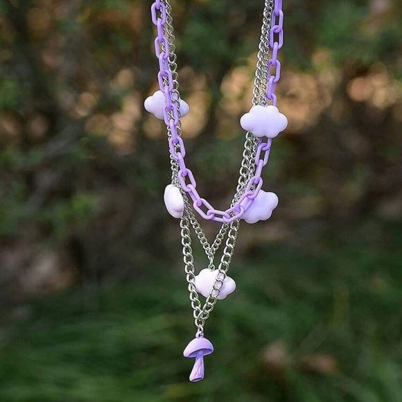 3 layer Purple mushroom necklace - Picture 2 of 2